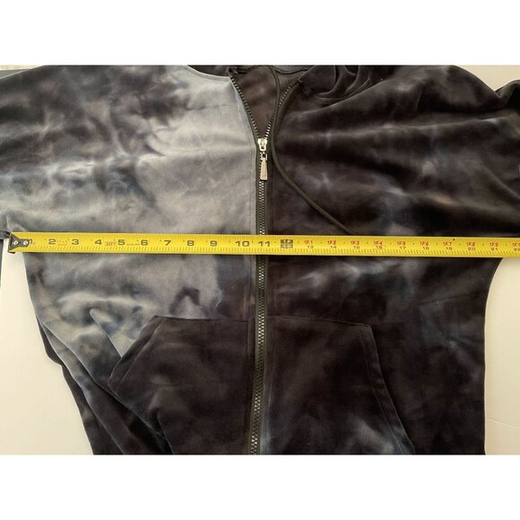 Tie-Dye Hoodie L/XL Full Zip Velour Velvet Jacket Lounge Athleisure Colorful - Picture 4 of 5